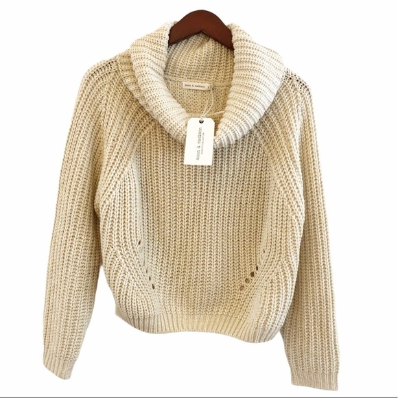moon & madison Sweaters - MOON & MADISON NWT Cropped Cowl Neck Knit Sweater Size Small in Cream